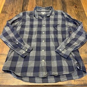 Peter Millar Plaid Button Down flannel Shirt Men XL Blue Gray Long Sleeve Cotton